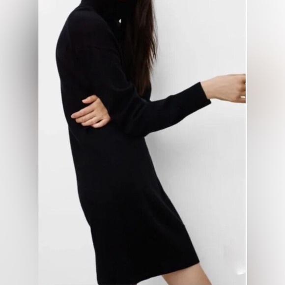 Aritzia Wilfred Free Montpellier Sweater Dress Black Merino Wool Turtleneck XS - Picture 3 of 8
